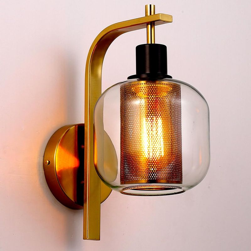 Photo 1 of KRASTY Gold Wall Sconce,Vintage Industrial Mid Century Sconce, Single Globe Sconce Lamp Fixture with Clear Glass Shade,Wall Light Brushed Brass for Bedroom,Hallway,Mirror,Kitchen,Living Room
