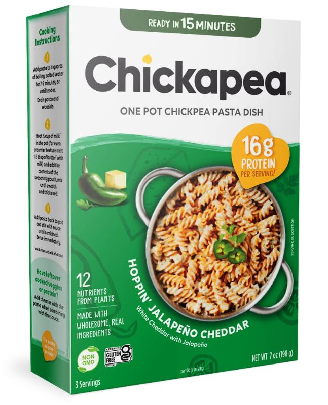 Photo 1 of 2 PACK Chickapea One Pot Chickpea Pasta - White Cheddar with Jalapeno - 7 oz (Pack of 1) White Cheddar Jalapeno 7.00 Ounce EXP 04/18/2025