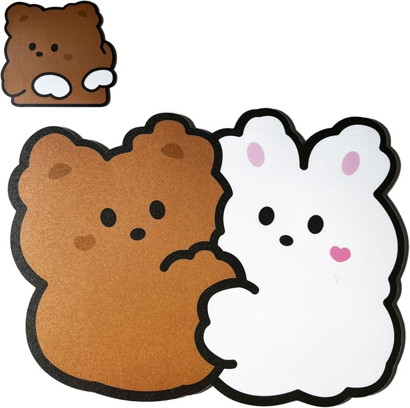 Photo 1 of Nasdalgias 2 Pack Cute Mouse Pad, Kawaii K-pop/Japanese Mousepad, Compact Waterproof PVC Mat, Easy to Clean,Portable Fun Pad for Home Office Computer Laptop, Rabbit