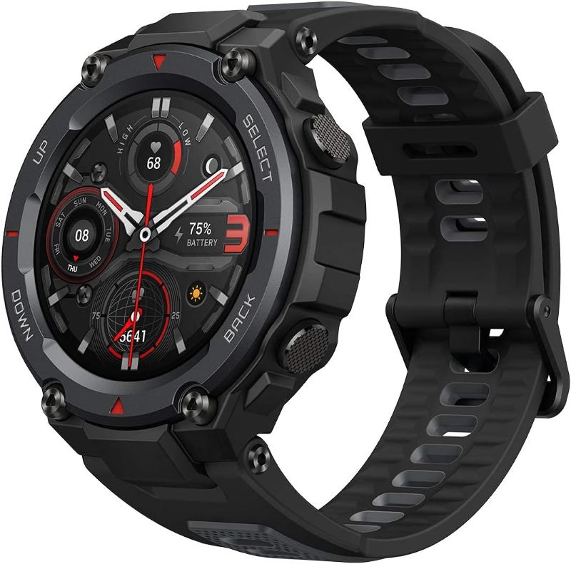 Photo 1 of Amazfit T-Rex Pro Smart Watch, Rugged Military Certified, GPS, 18-Day Battery, Heart Rate Monitoring & VO2 Max, Sleep & Health Monitoring, 10 ATM Water-Resistant, with AI Fitness App (Black)--new factory sealed
