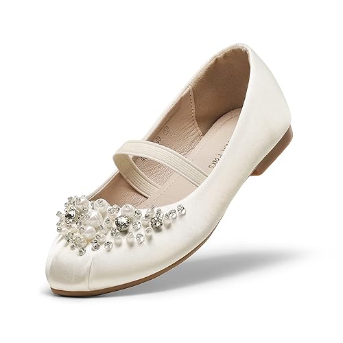 Photo 1 of DREAM PAIRS Girls Mary Jane Ballerina Flat Dress Shoes, Ivory--TODDLER SIZE 4