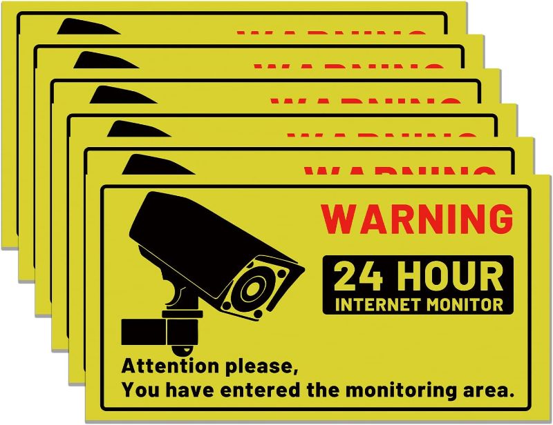 Photo 1 of WESECUU 6 Pcs No Trespassing Warning Sign, (11x5.8 in) Warning Sign Sticker for Camera Monitoring System, Video Surveillance Sign for Office, TZ-20
