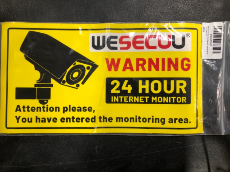 Photo 2 of WESECUU 6 Pcs No Trespassing Warning Sign, (11x5.8 in) Warning Sign Sticker for Camera Monitoring System, Video Surveillance Sign for Office, TZ-20
