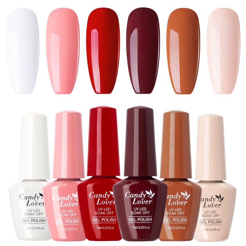 Photo 1 of Candy Lover Gel Nail Polish, 6 Red Pink White Colors Gel Polish Set, UV Gel Polish, Nail Polish Gel