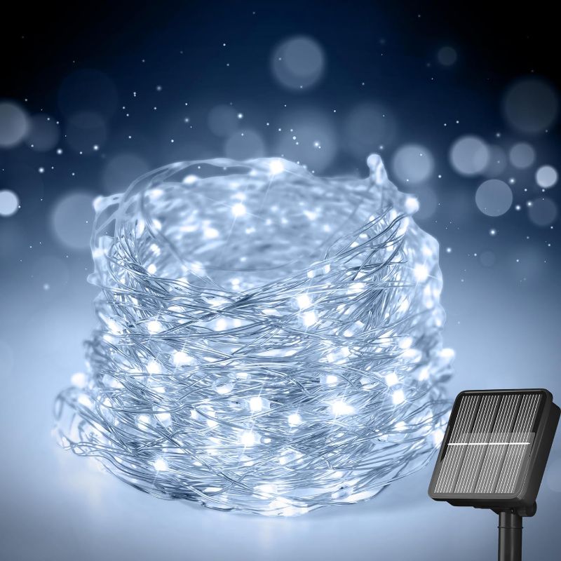 Photo 1 of Solar String Lights for Outside, 72Ft 200 LED Solar Fairy Lights with 8 Modes, Solar Powered Fairy Lights Waterproof for Christmas Tree Garden Party Wedding Decor.(Cold White) 