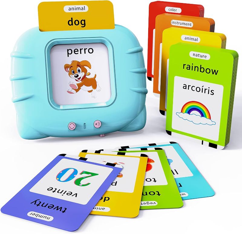 Photo 1 of Lapare Spanish and English Bilingual Audible Flash Cards Toy with Music, Learn Spanish and English for Kids, Niñas, Niños, Bebes 
