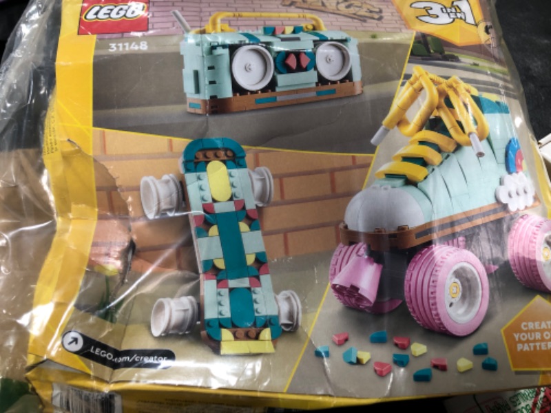 Photo 2 of LEGO Creator 3 in 1 Retro Roller Skate Building Kit, Transforms from Roller Skate Toy to Mini Skateboard to Boom Box Radio, Birthday Gift for Skaters, Cool Toy for Boys and Girls Ages 8 and Up, 31148