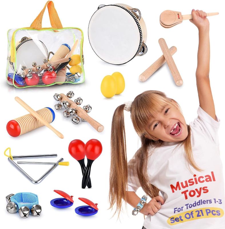 Photo 1 of Toddler Educational & Musical Percussion for Kids & Children Instruments Set 21 Pcs – With Tambourine, Maracas, Castanets & More – Promote Fine Motor Skills, Enhance Hand To Eye Coordination, - OEM