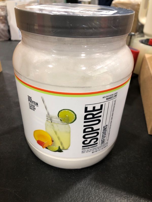 Photo 2 of Isopure Whey Protein Isolate Powder Bundle with Pineapple Orange Banana and Mango Lime Flavors, 16 Servings Each--EXP 08/2024
