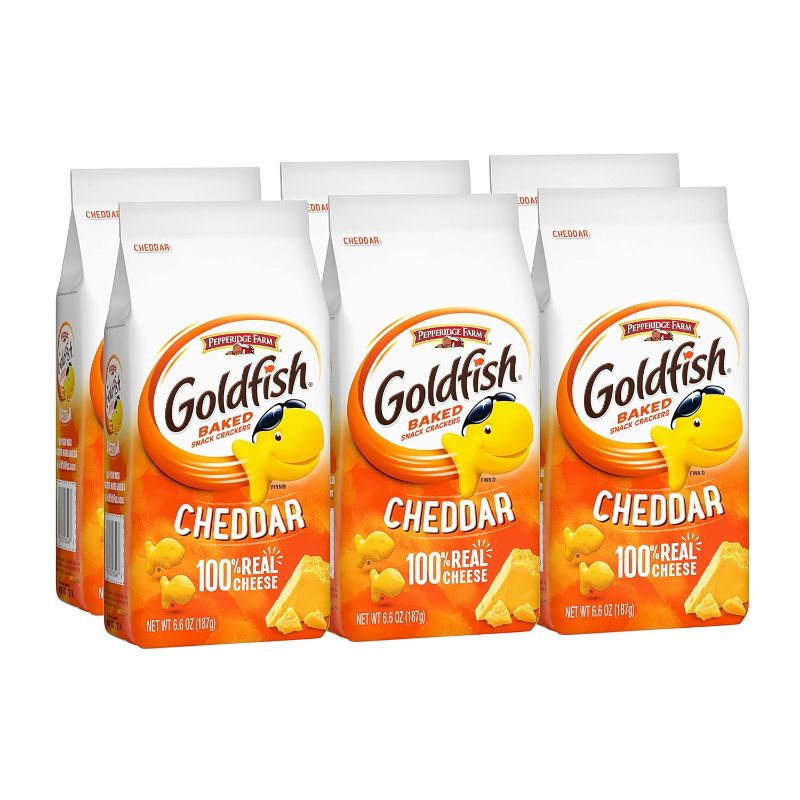 Photo 1 of Goldfish Cheddar Crackers, Snack Crackers, 6.6 oz. bag, 6 CT box--EXP 06/23/2024