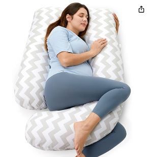 Photo 1 of U Shaped Pregnancy Pillows with Cotton Removable Cover, 57 Inch Maternity Pillow Full Body Support, Must Have for Pregnant Women, Geometric Pattern