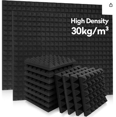 Photo 1 of 36 Pack Auslet Acoustic Panels 12 x 12 x 2 Inches, Pyramid Soundproof Wall Panels, High Density 30kg/m3, Black Acoustic Foam Panels, Sound Proof Panels for Walls 