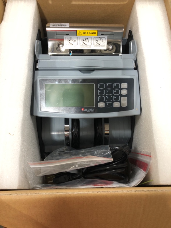 Photo 2 of Cassida 5520 UV - USA Money Counter with ValuCount, UV/IR Counterfeit Detection, Add and Batch Modes - Large LCD Display & Fast Counting Speed 1,300 Notes/Minute UV Counterfeit Detection Detection