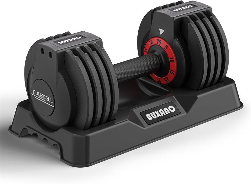 Photo 1 of BUXANO Adjustable Dumbbell 25LB Single Dumbbell 5 in 1 Free Weight Dumbbell with Anti-Slip Metal Handle, Perfect for Full Body Workout Fitness
