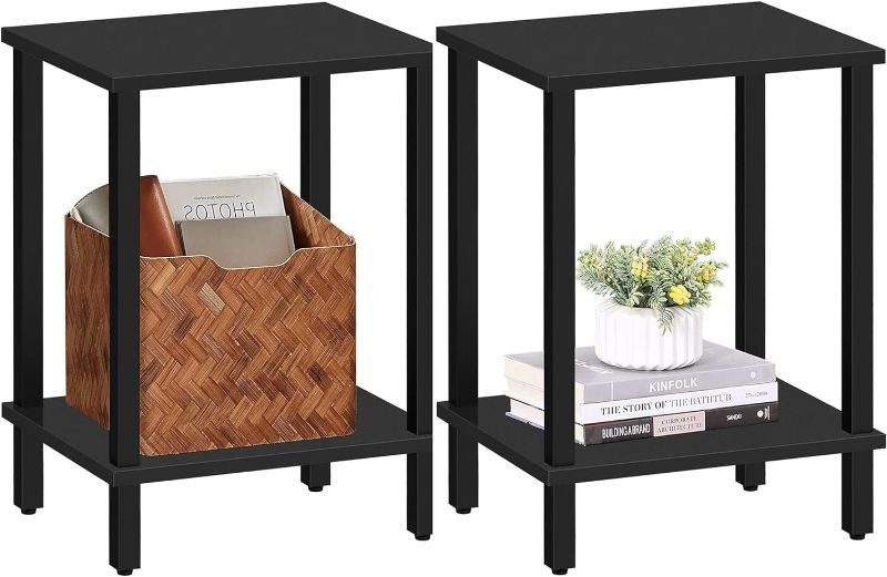 Photo 1 of TUTOTAK End Table, Set of 2, Side Table, Nightstand, 2-Tier Storage Shelf, Sofa Table for Small Space, Living Room, Bed Room TB01BK035
