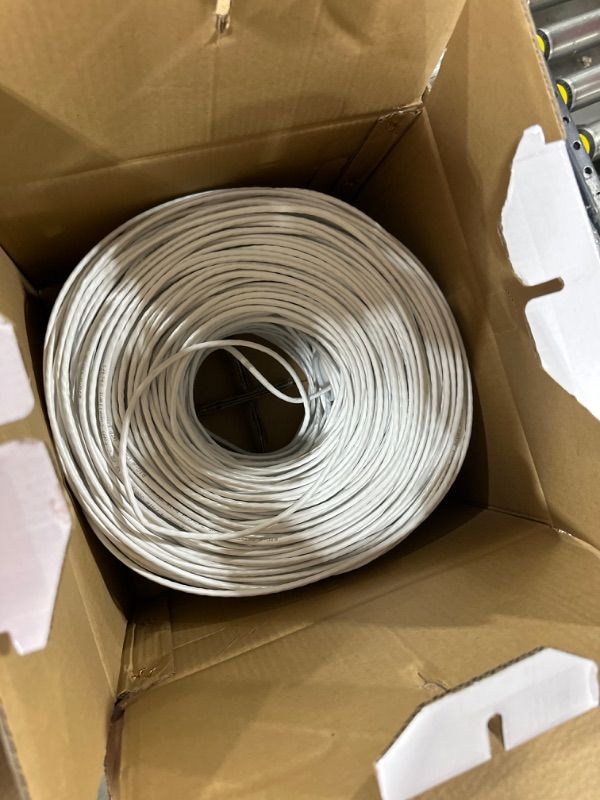 Photo 2 of Big-A - Bulk Cat5e Cable 1000ft 24AWG Solid 4 Pair Cat5e Ethernet Cable, Unshielded Twisted Pair UTP 350MHz Internet Cable, Pull Box - White 1000 ft White