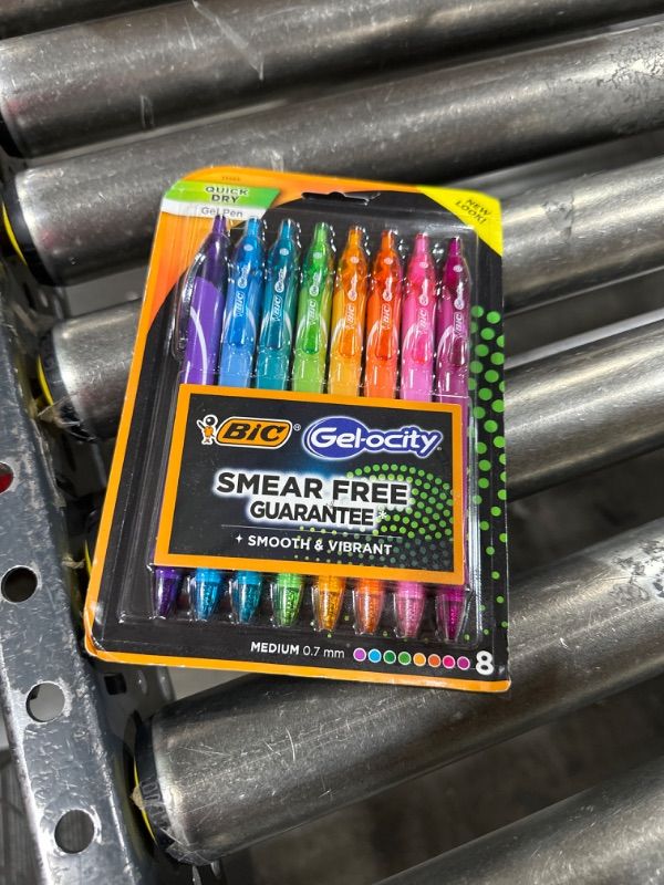 Photo 1 of BIC Gelocity Quick Dry Assorted Colors Gel Pens, Medium Point (0.7mm), 8-Count Pack, Retractable Gel Pens With Comfortable Full Grip 1 Count (Pack of 8)