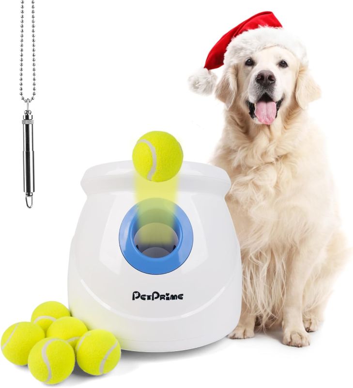 Photo 1 of PetPrime Automatic Ball Launcher for Large Dogs, with 6pcs Tennis Balls(2.5'') Dog Ball Thrower Machine for Pet Indoor/Outdoor Interactive Throwing Game for Large Breed Dog
