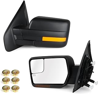 Photo 1 of Power Heated Towing Mirror Compatible with 2004 2005 2006 2007 2008 2009 2010 2011 2012 2013 2014 For Ford For F150 For F-150 Puddle Light Turn Signal Manual Folding Dual Glasses Black