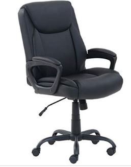 Photo 1 of Basics Classic Puresoft PU-Padded Mid-Back Office Computer Desk Chair with Armrest - Black