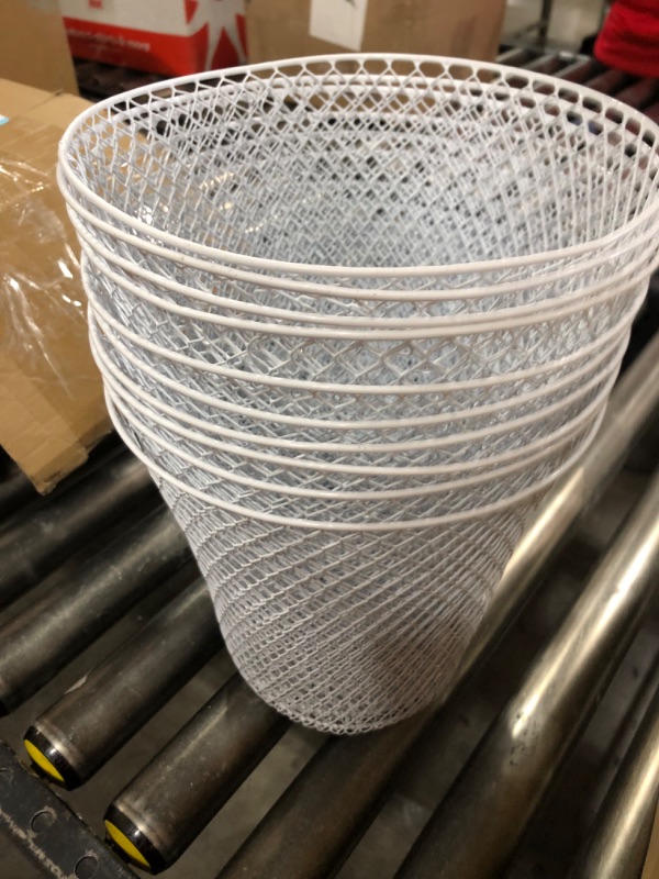 Photo 2 of 10 Pack Round Waste Basket,White Wire Mesh Desk Metal Trash Garbage Can Wastebasket Recycling Trash Bins Garbage Container for Bedroom Office School Kitchen Home Living Room Bathroom 