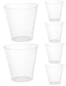 Photo 1 of 10 Pack Round Waste Basket,White Wire Mesh Desk Metal Trash Garbage Can Wastebasket Recycling Trash Bins Garbage Container for Bedroom Office School Kitchen Home Living Room Bathroom 