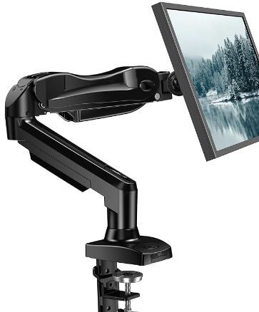 Photo 1 of HUANUO Single Monitor Mount, 13 to 32 Inch Gas Spring Monitor Arm, Adjustable Stand, Vesa Mount with Clamp and Grommet Base - Fits 4.4 to 19.8lbs LCD Computer Monitors