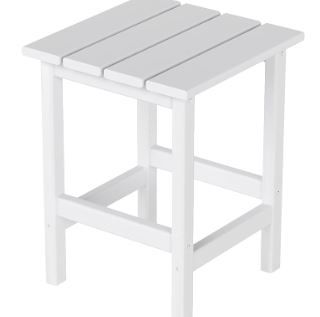 Photo 1 of  Outdoor White Side Table, All Weather Poly Lumber Adirondack Small Patio Table Square End Table for Pool Balcony Deck Porch Lawn Backyard