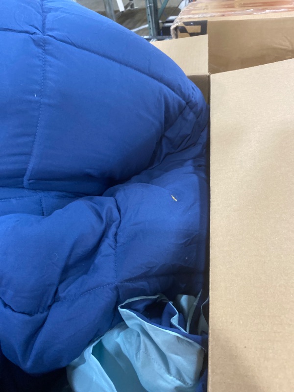 Photo 1 of HIG 3pc Down Alternative Comforter Set - All Season Reversible Comforter with Two Shams - Quilted Duvet Insert with Corner Tabs - Box Stitched - Breathable, Soft (King/Cal King, Navy/Light Blue) Navy Blue/Light Blue King/Cal King