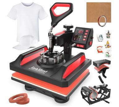 Photo 2 of Heat Press, Lya Vinyl 5 in 1 Heat Press Machine - 12 x 15 inch Combo Swing Away T-Shirt Sublimation Transfer Printer, Including Mug and Hat Accessories