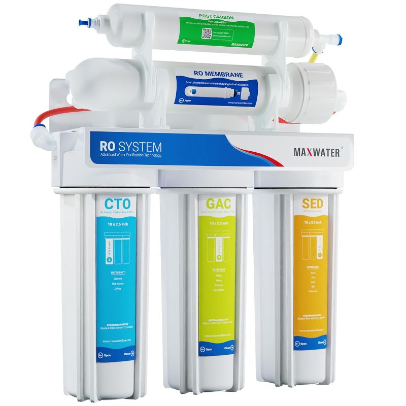 Photo 1 of Max Water 5 Stage 100 GPD (Gallon Per Day) RO (Reverse Osmosis) Standard Water Filtration System for Heavy Duty - Under-Sink/Wall Mount - Model: RO-5W3
