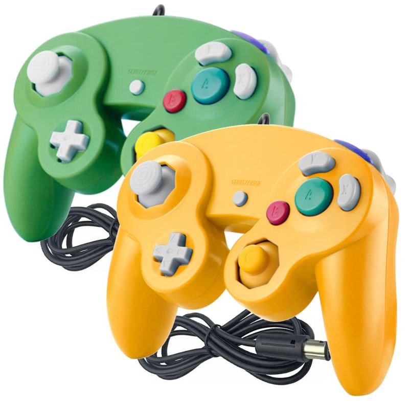 Photo 1 of Reiso Gamecube Controller, 2 Pack NGC Classic Wired Controller for Wii Game cube Console (Orange and Green)