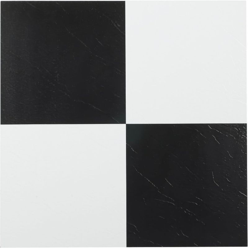 Photo 1 of Achim Home Furnishings FTVSO10320 Nexus 12-Inch Vinyl Tile, Solid Black and White, Pack of 20
