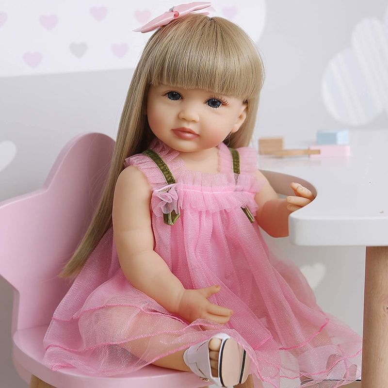 Photo 1 of Reborn Baby Dolls 55cm 22 inch Full Body Vinyl Silicone Realistic Looking Reborn Doll Baby Girl That Look Real Anatomically Correct (Pink 2)
