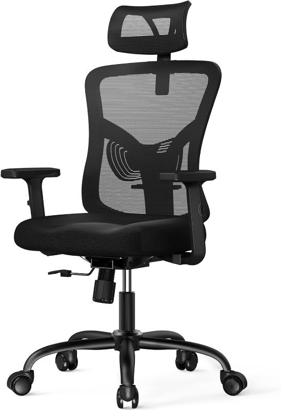 Photo 1 of NOBLEWELL Ergonomic Office Chair, Desk Chair with 2'' Adjustable Lumbar Support, Headrest, 2D Armrest, Office Chair Backrest 135° Rocking Relaxation, Computer Chair for Home Office
