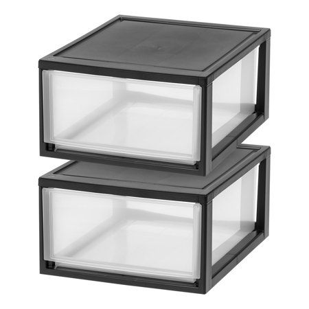 Photo 1 of Iris Usa 30 Qt. Stackable Storage Drawer, 2 Pack, Plastic Drawer Organizer with Clear Doors for Pantry, Bedroom, Closet, Kitchen, Under-Sink, Home and

