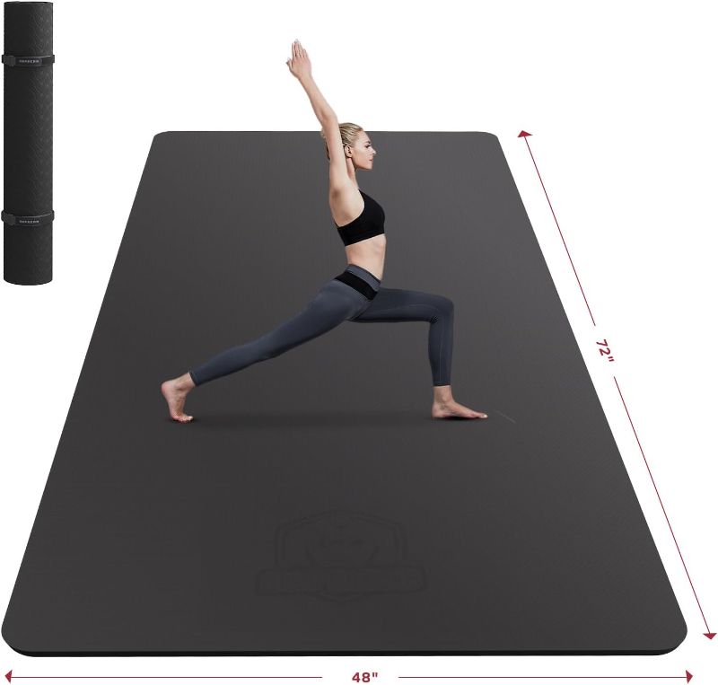 Photo 1 of HAPBEAR Extra Large Yoga Mat, Non-Slip, Durable, Eco-Friendly, Thick Wide Exercise Mat for Home Workouts, Yoga, Pilates, Stretching, Meditation (Barefoot Exercise)
