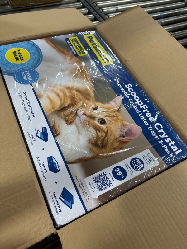 Photo 2 of PetSafe ScoopFree Crystal Cat Litter Tray Refills - 3-Pack & 6-Pack - All Scents, Premium Blue, Lavender, Sensitive - for ScoopFree Self-Cleaning Cat Litter Boxes - Non-Clumping, Less Mess and Odor 3 Trays Premium Blue