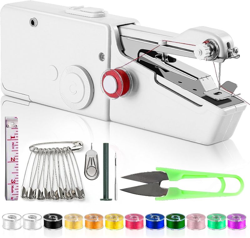 Photo 1 of Handheld Sewing Machines with Accessories Kit, Mini Portable Quick Sewing Sewing Machine, Easy to operate sewing machine for beginners, portable home sewing machine, suitable for all kinds of fabrics
