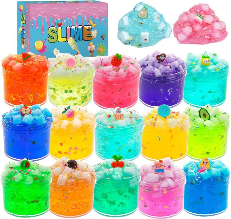 Photo 1 of 15pack Jelly Cube Slime Kit, Super Soft and Non-Sticky, Birthday Gifts for Girl and Boys
