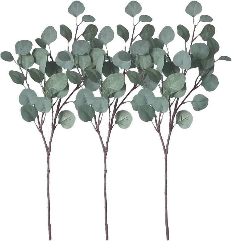 Photo 1 of ZHIIHA Artificial Eucalyptus Garland Silver Dollar Leaves Long Plants Stems Greenery Fake Plastic Branches Greens Bushes
