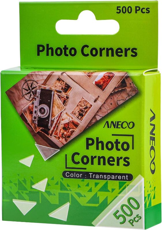 Photo 1 of Aneco Transparent Photo Corners Clear Picture Mounting Corner Stickers for DIY Album, Scrapbook, Journal, 500 Pieces/Pack
