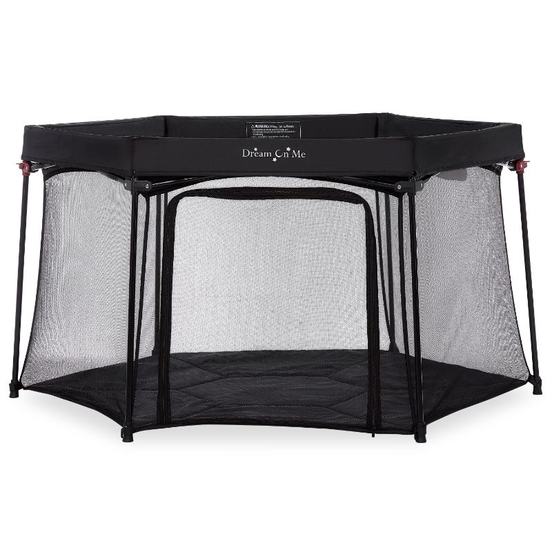 Photo 1 of Dream on Me Onyx Playpen in Black Baby Playpen Portable and Lightweight Playpen for Babies and Toddler - Comes with a Comfortable Padded Floor Blac
