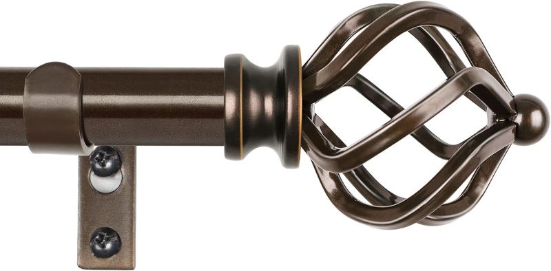 Photo 1 of KAMANINA 3/4 Inch Curtain Rods for Windows, Splicing Adjustable Single Drapery Rod 32 to 58 Inches (2.6-4.8ft), Twisted Cage Finial,Antique Bronze
