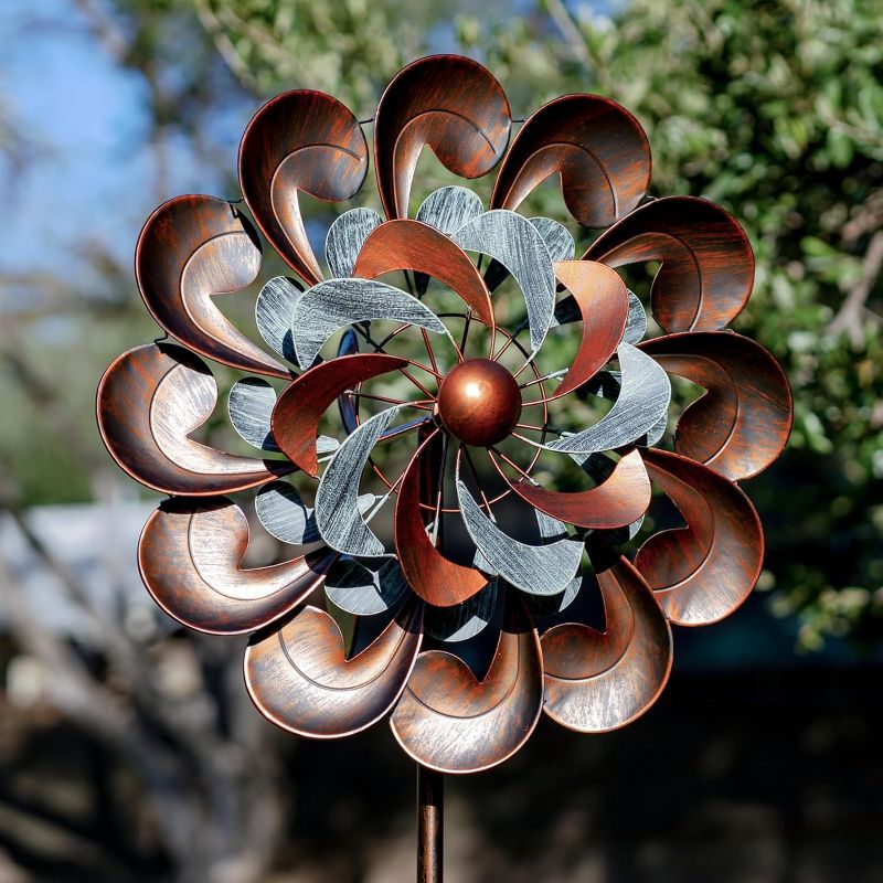 Photo 1 of Pure Echo Wind Spinner Outdoor Garden Decor, Wind Spinners for Yard and Garden, 84 inch Copper Wind Sculptures & Spinners for Yard Decorations - Larger Spinners
