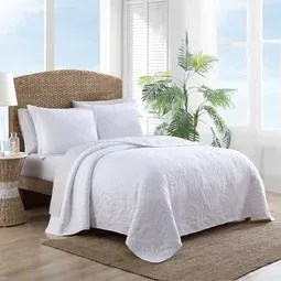 Photo 1 of Tommy Bahama - King Quilt, Reversible Cotton Bedding, Lightweight Home Decor for All Seasons (Grey/Off White, King) WHITE
