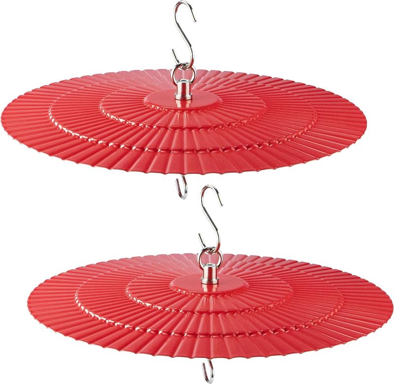Photo 1 of 2 Pack 11.2" Metal Bird Feeder Rain Guard, Red Dome Cover Umbrella for Hummingbird Feeder Oriole Feeder, Squirrel Baffles for Bird Feeders 