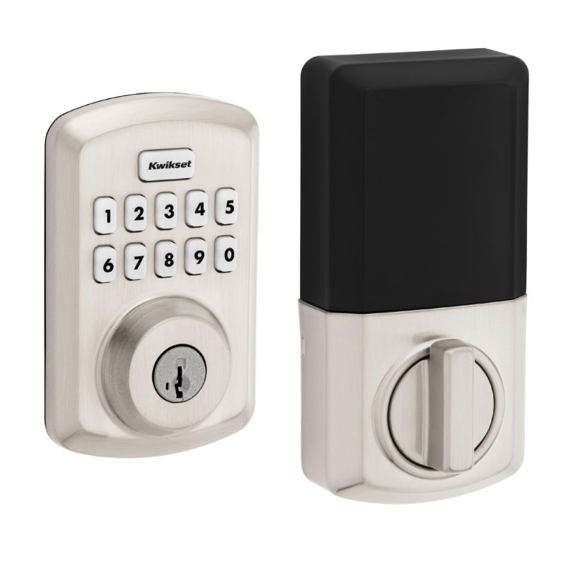 Photo 1 of Kwikset Powerbolt 250 10-Button Keypad Satin Nickel Transitional Electronic Deadbolt Door Lock, Featuring Convenient keyless Entry, Customizable User Codes and auto Locking