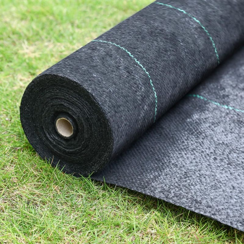 Photo 1 of Land Guard 4ft×300ft Garden Weed Barrier Fabric - High Density Woven Landscape Fabric - Premium Heavy Duty Weed Mat Fabric - Weed Blocker Fabric - Suitable for Landscaping……… 4ft×300ft black