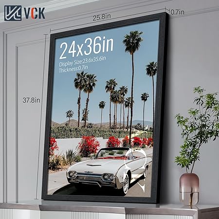 Photo 1 of VCK 24x36 Poster Frame Black Oak Exclusive Natural Textured Solid Wood Picture Frame, Wall Hanging